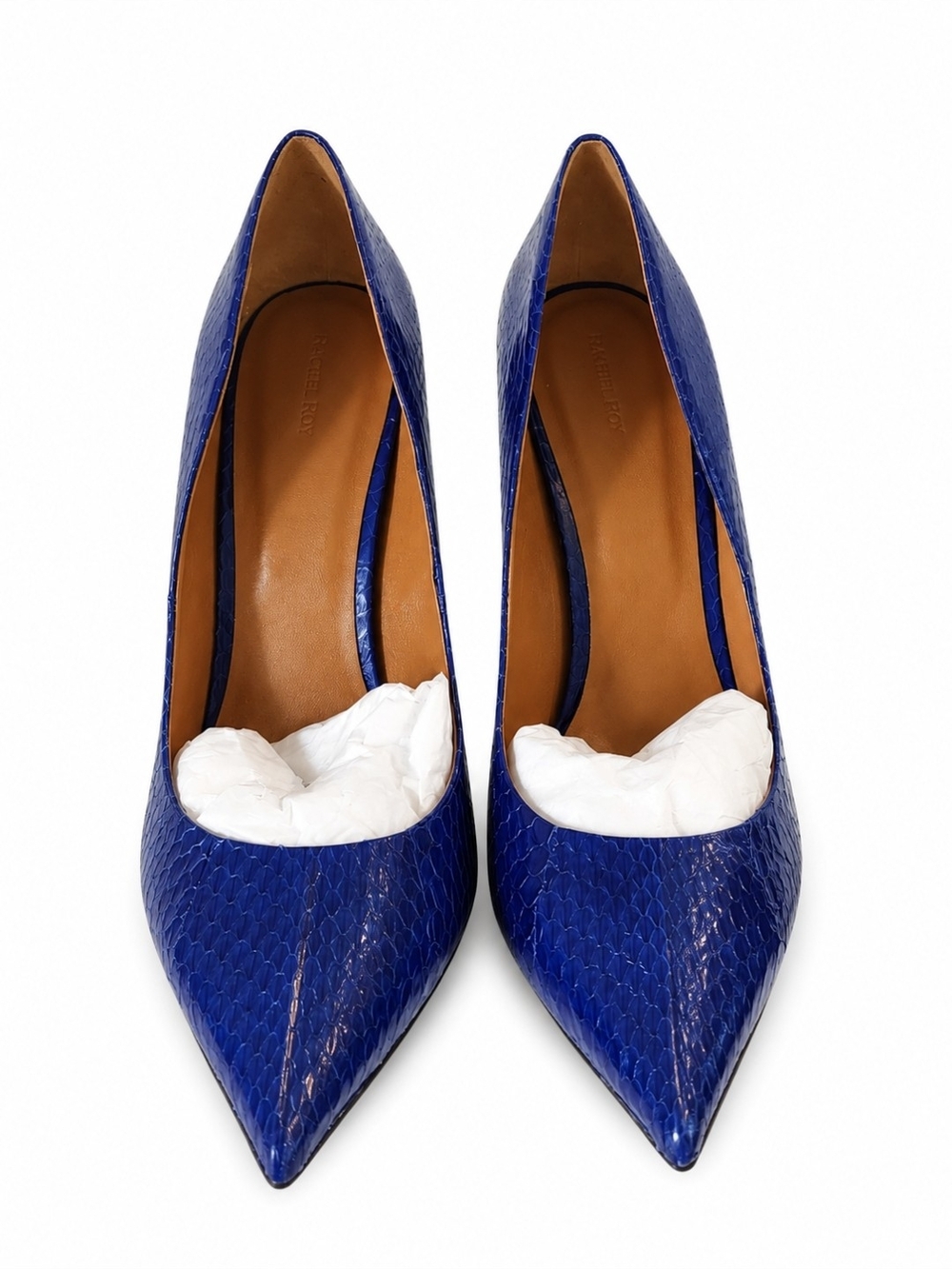 Rachel Roy Cobalt Blue Snakeskin Pointed Toe Stiletto Pumps Size 11M NWB - Picture 2 of 7